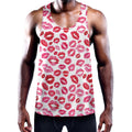 Red And Pink Lips Pattern Print Men's Workout Tank Top