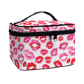 Red And Pink Lips Pattern Print Travel Makeup Bag