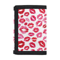 Red And Pink Lips Pattern Print Trifold Wallet