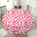 Red And Pink Lips Pattern Print Waterproof Round Tablecloth
