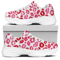 Red And Pink Lips Pattern Print White Chunky Shoes