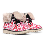 Red And Pink Lips Pattern Print Winter Boots