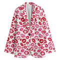 Red And Pink Lips Pattern Print Women's Cotton Blazer