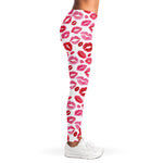 Red And Pink Lips Pattern Print Women's Leggings