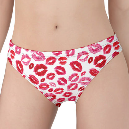 Red And Pink Lips Pattern Print Women's Panties