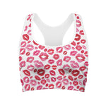 Red And Pink Lips Pattern Print Women's Sports Bra