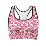 Red And Pink Lips Pattern Print Women's Sports Bra