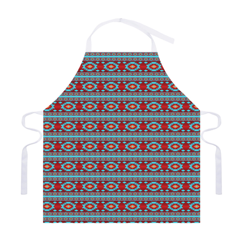 Red And Teal Southwestern Pattern Print Adjustable Apron