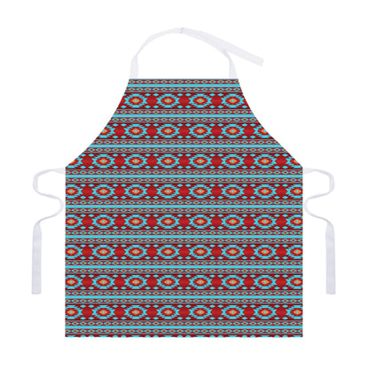 Red And Teal Southwestern Pattern Print Adjustable Apron