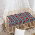 Red And Teal Southwestern Pattern Print Baby Crib Sheet