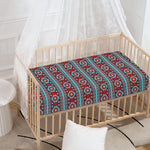 Red And Teal Southwestern Pattern Print Baby Crib Sheet