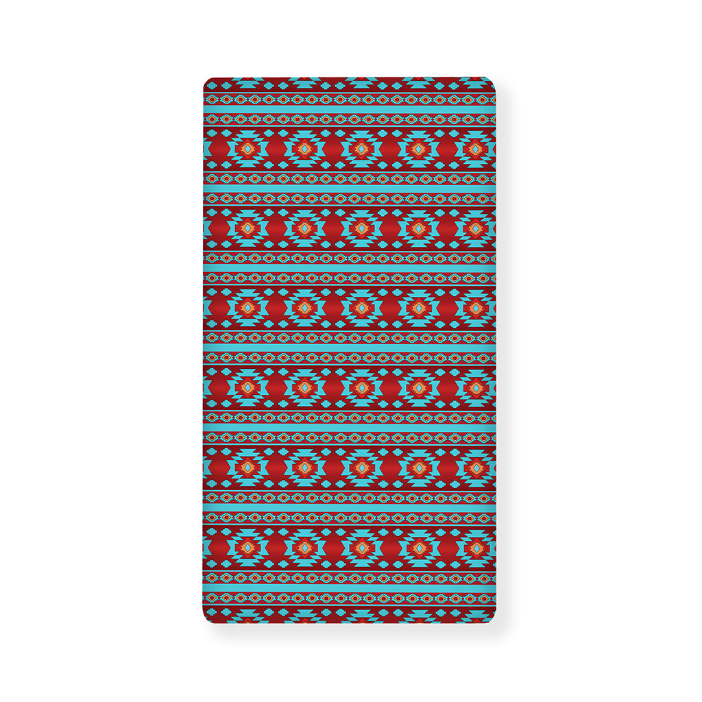 Red And Teal Southwestern Pattern Print Baby Crib Sheet