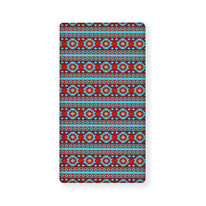 Red And Teal Southwestern Pattern Print Baby Crib Sheet
