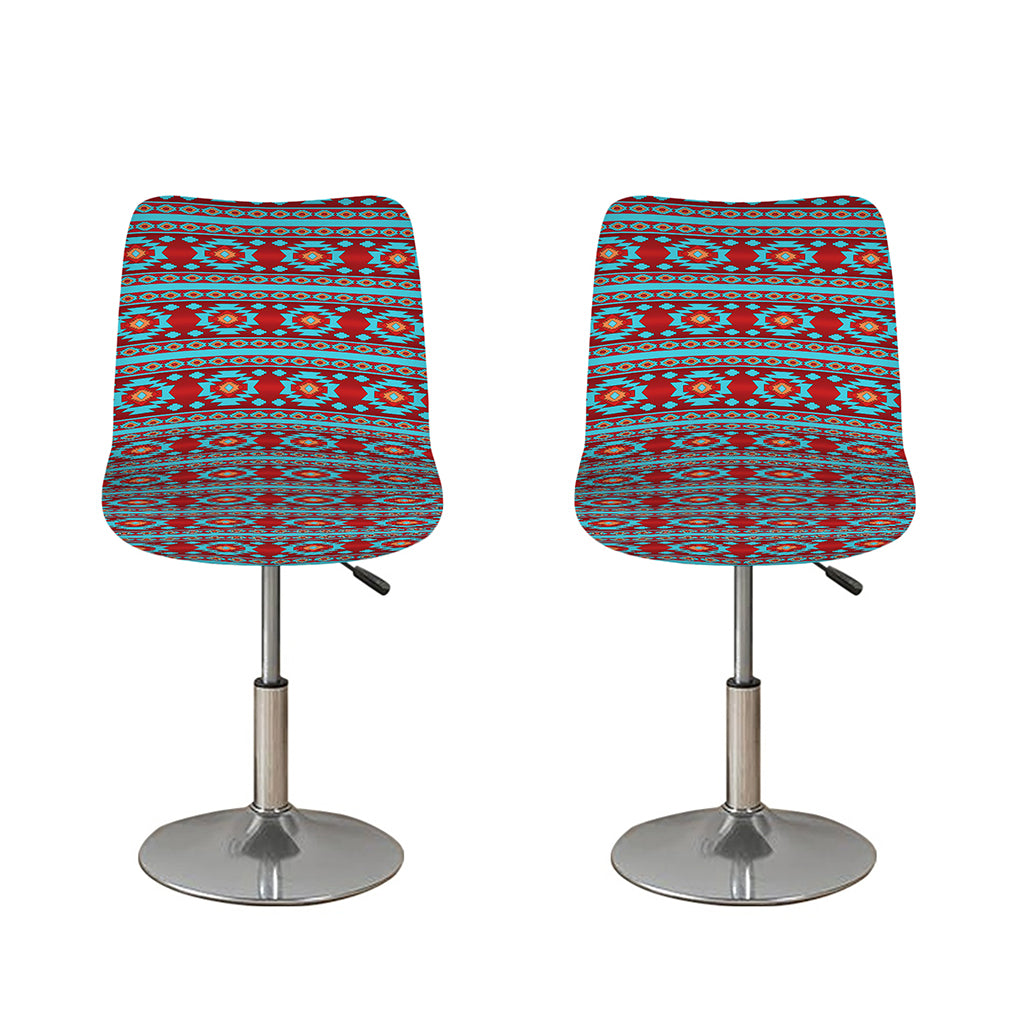 Red And Teal Southwestern Pattern Print Bar Stool Covers