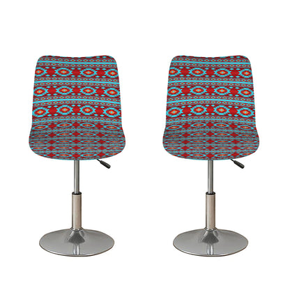 Red And Teal Southwestern Pattern Print Bar Stool Covers