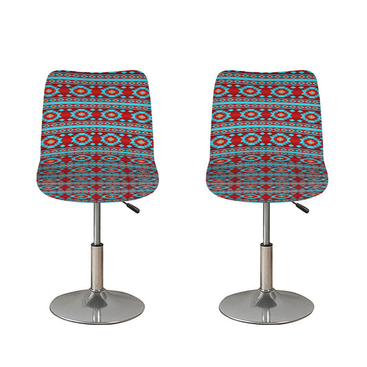 Red And Teal Southwestern Pattern Print Bar Stool Covers