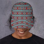 Red And Teal Southwestern Pattern Print Baseball Cap