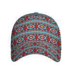 Red And Teal Southwestern Pattern Print Baseball Cap