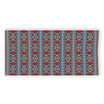 Red And Teal Southwestern Pattern Print Beach Towel