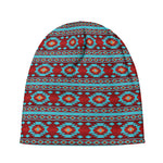 Red And Teal Southwestern Pattern Print Beanie