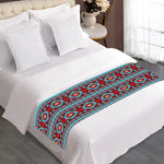 Red And Teal Southwestern Pattern Print Bed Runner