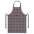 Red And Teal Southwestern Pattern Print Bib Apron With Pocket