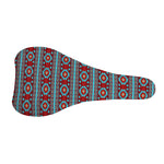 Red And Teal Southwestern Pattern Print Bicycle Seat Cover