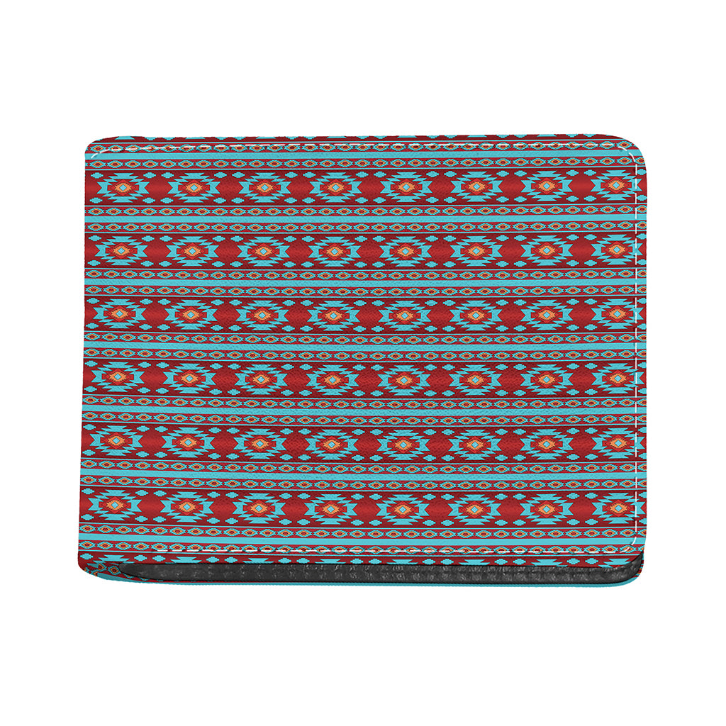 Red And Teal Southwestern Pattern Print Bifold Wallet