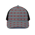Red And Teal Southwestern Pattern Print Black Mesh Trucker Hat