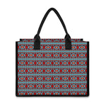 Red And Teal Southwestern Pattern Print Canvas Tote Bag