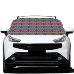 Red And Teal Southwestern Pattern Print Car Windshield Snow Cover