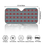 Red And Teal Southwestern Pattern Print Car Windshield Sun Shade
