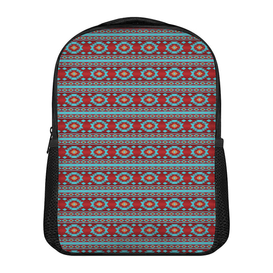Red And Teal Southwestern Pattern Print Casual Backpack