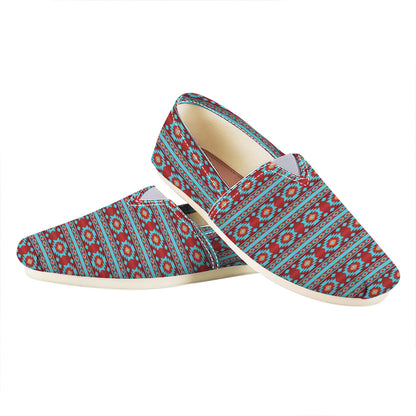Red And Teal Southwestern Pattern Print Casual Shoes