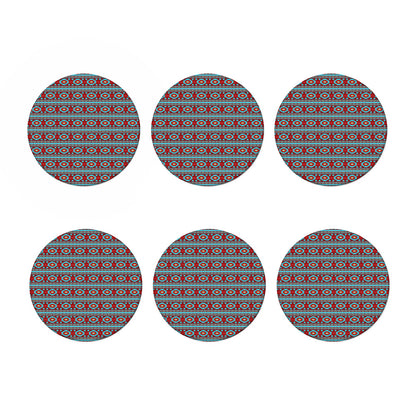 Red And Teal Southwestern Pattern Print Coaster Set