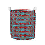 Red And Teal Southwestern Pattern Print Collapsible Laundry Basket