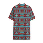Red And Teal Southwestern Pattern Print Cotton Hawaiian Shirt