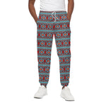 Red And Teal Southwestern Pattern Print Cotton Pants