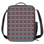 Red And Teal Southwestern Pattern Print Crossbody Lunch Bag