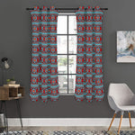 Red And Teal Southwestern Pattern Print Curtain