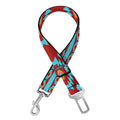 Red And Teal Southwestern Pattern Print Dog Seat Belt