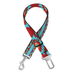 Red And Teal Southwestern Pattern Print Dog Seat Belt