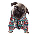 Red And Teal Southwestern Pattern Print Dog Zip Up Hoodie