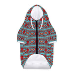 Red And Teal Southwestern Pattern Print Dog Zip Up Hoodie