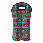 Red And Teal Southwestern Pattern Print Double Neoprene Wine Tote