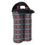 Red And Teal Southwestern Pattern Print Double Neoprene Wine Tote