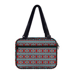 Red And Teal Southwestern Pattern Print Double Strap Bible Bag