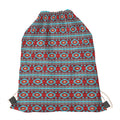 Red And Teal Southwestern Pattern Print Drawstring Bag