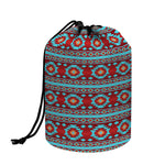 Red And Teal Southwestern Pattern Print Drawstring Makeup Bag