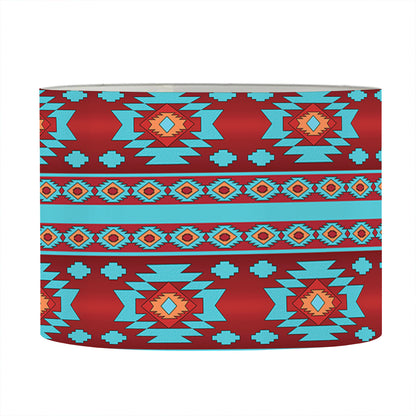 Red And Teal Southwestern Pattern Print Drum Lamp Shade